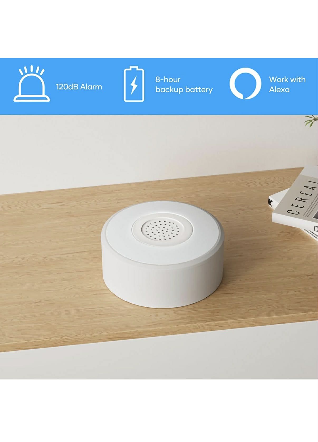 AGSHOME Alarme Maison Sans Fil WiFi 8 Pieces  – Kit Sécurité avec Sirène, 5 Capteurs et 2 Télécommandes, Compatible Alexa & Google Assistant