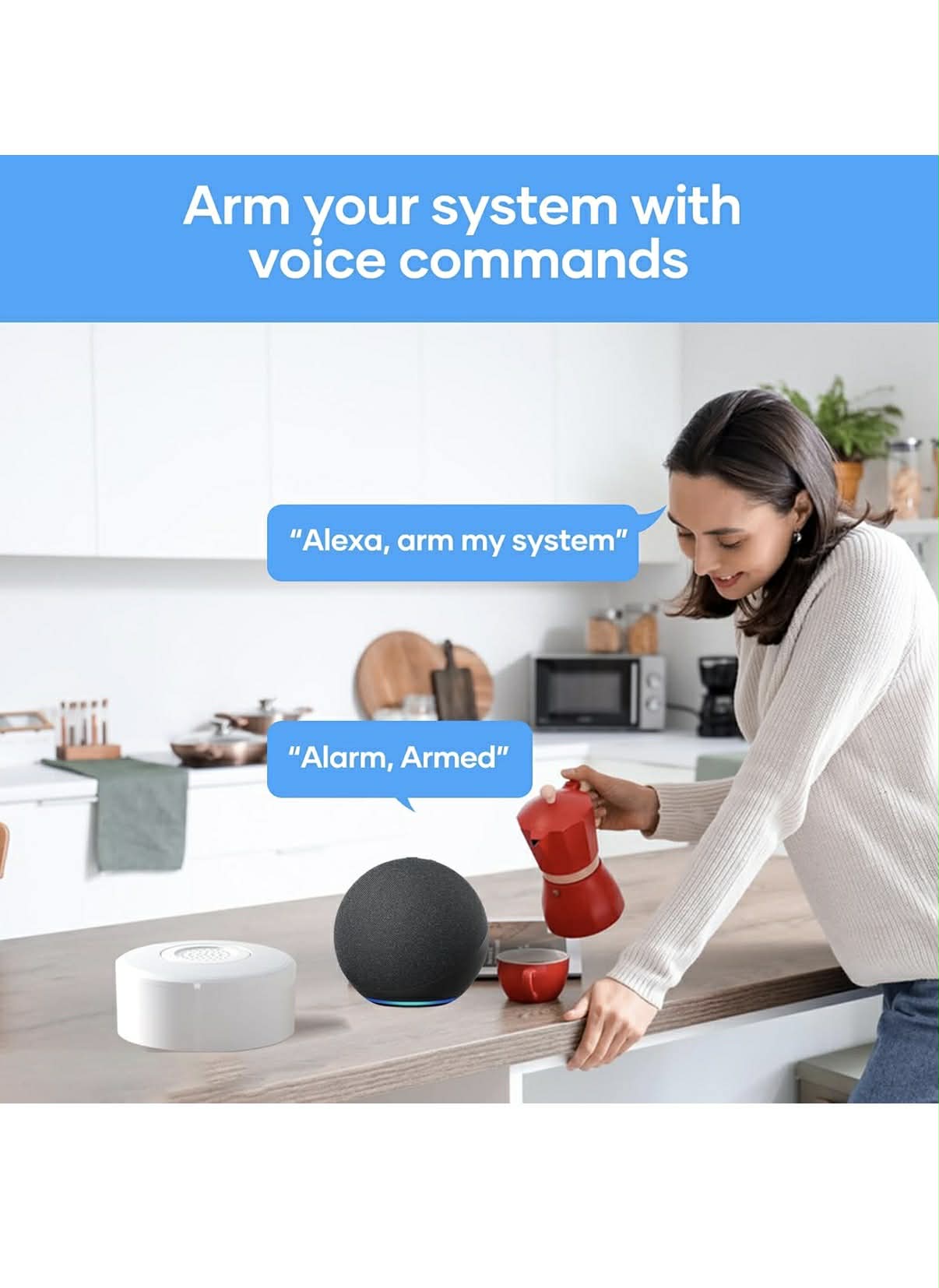 AGSHOME Alarme Maison Sans Fil WiFi 8 Pieces  – Kit Sécurité avec Sirène, 5 Capteurs et 2 Télécommandes, Compatible Alexa & Google Assistant