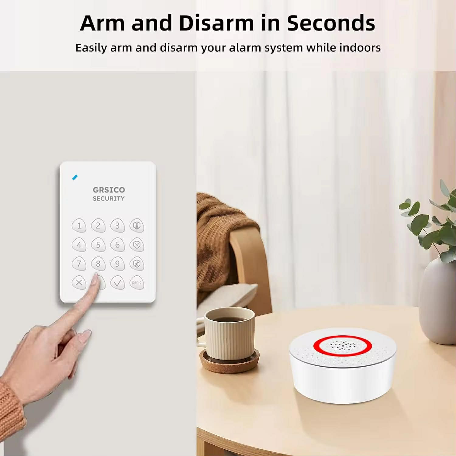 AGSHOME Alarme Maison Sans Fil WiFi 13 Pieces – Kit Complet avec Sirène, 8 Capteurs, 2 Claviers, 2 Détecteurs de Mouvement, Compatible Alexa & Google Assistant